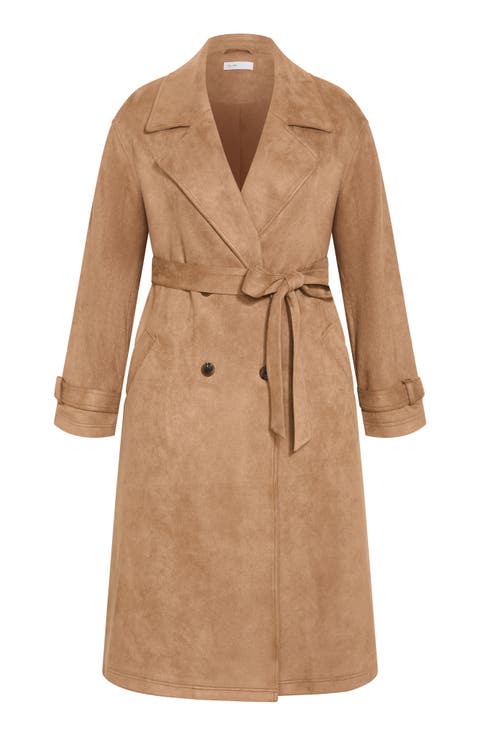 Eliza Faux Suede Trench Coat