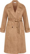 City Chic Eliza Faux Suede Trench Coat