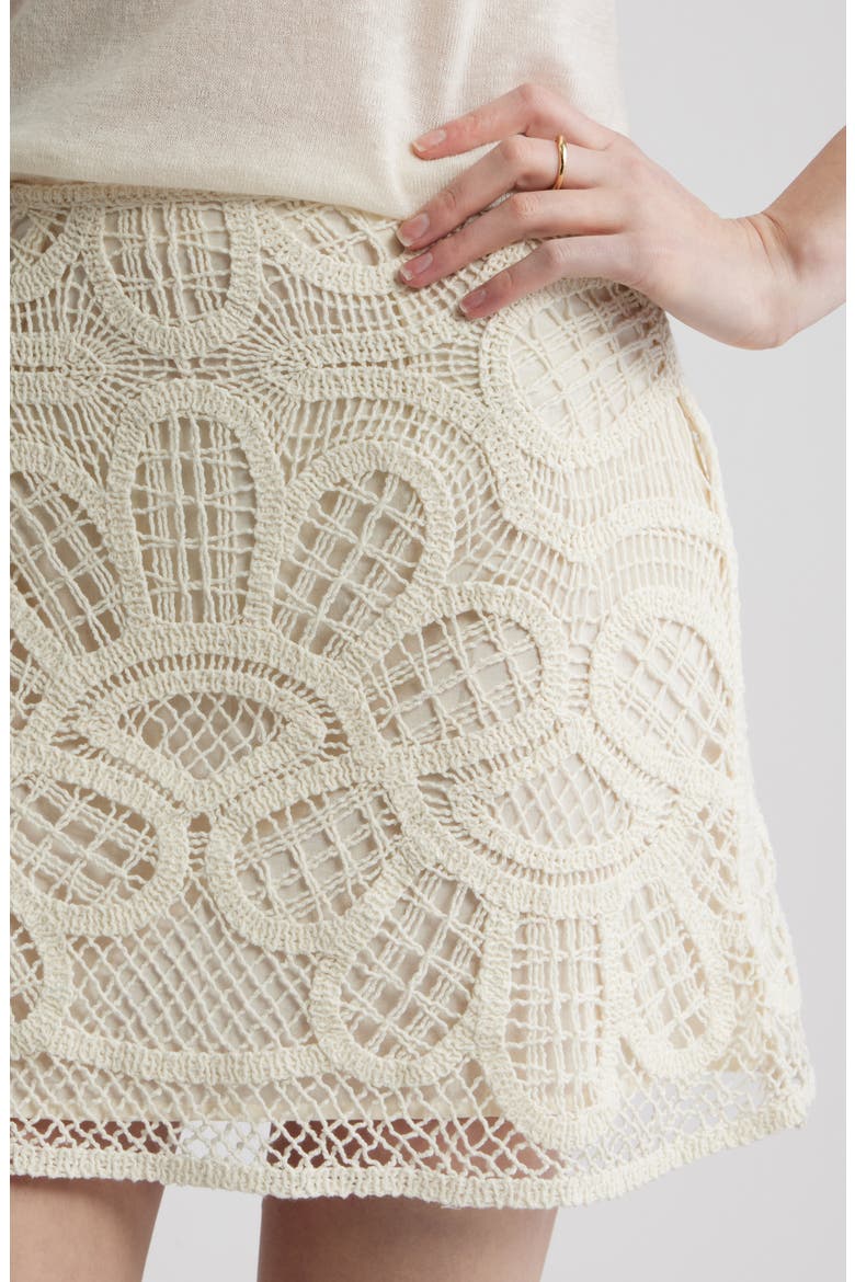 Crochet Miniskirt, Alternate, color, IVORY DOVE