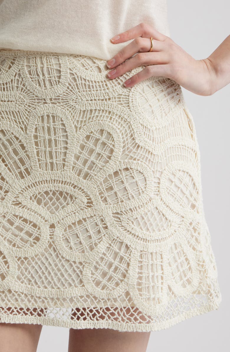 Treasure & Bond Crochet Miniskirt, Alternate, color, Ivory Dove