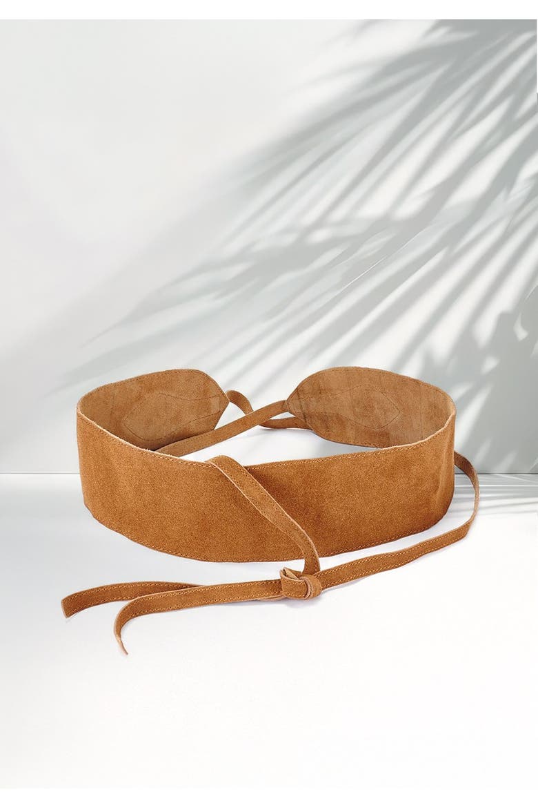 Wide Suede Belt, Alternate, color, Cognac