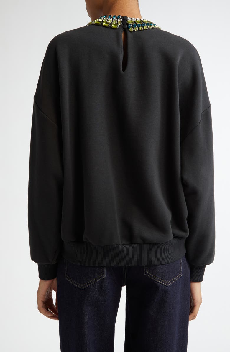 Cinq à Sept Brandy Mixed Crystal Detail Cotton Blend Sweatshirt, Alternate, color, Black