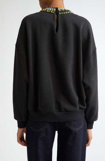 Brandy Mixed Crystal Detail Cotton Blend Sweatshirt