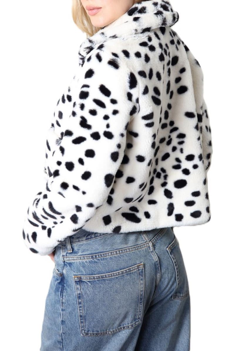 Stoosh Printed Faux Fur Jacket, Alternate, color, Off White/ Black Dalmation