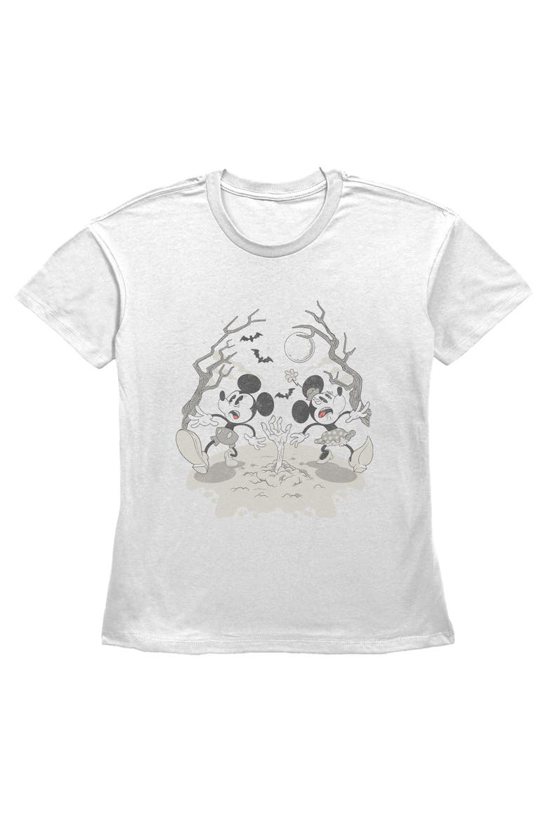 Womens Mickey & Friends Distressed Zombie Adventure T Shirt, Main, color, White