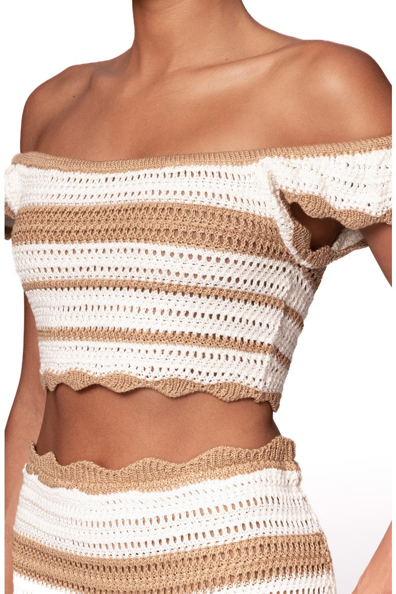Corazon Stripe Knit Crop Top & Maxi Skirt Set, Alternate, color, BEIGE