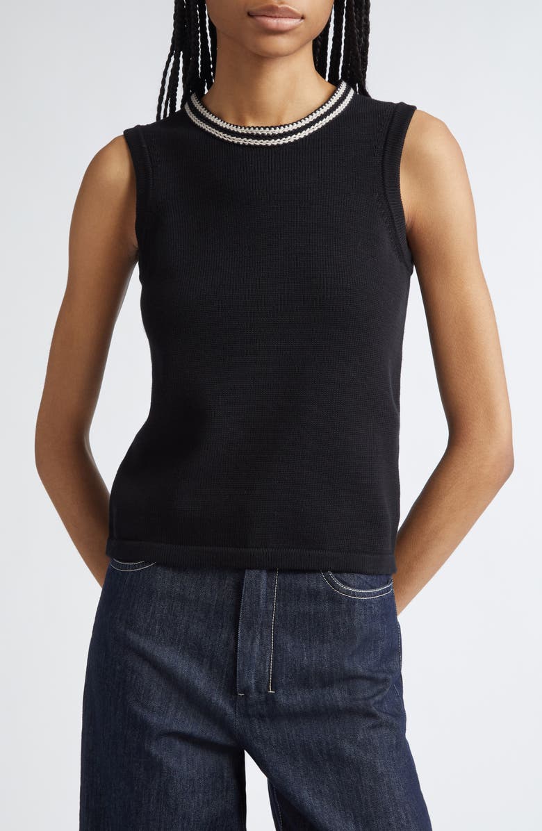 Max Mara Udine Embroidered Cotton Sweater Tank, Main, color, 