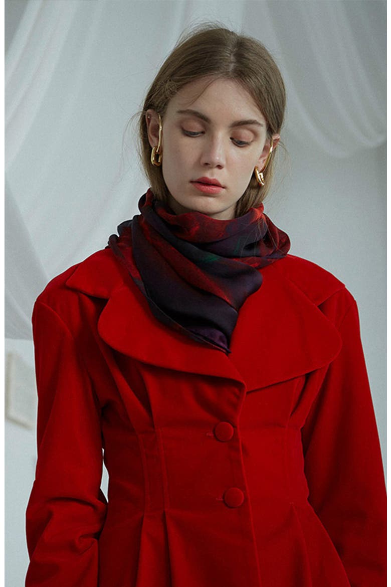 La Rosa Silk Scarf, Alternate, color, RED