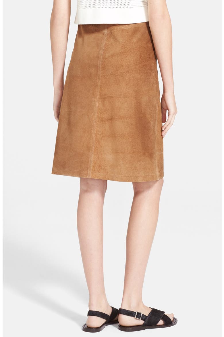 'Pemma' Suede Midi Skirt, Alternate, color, CHESTNUT