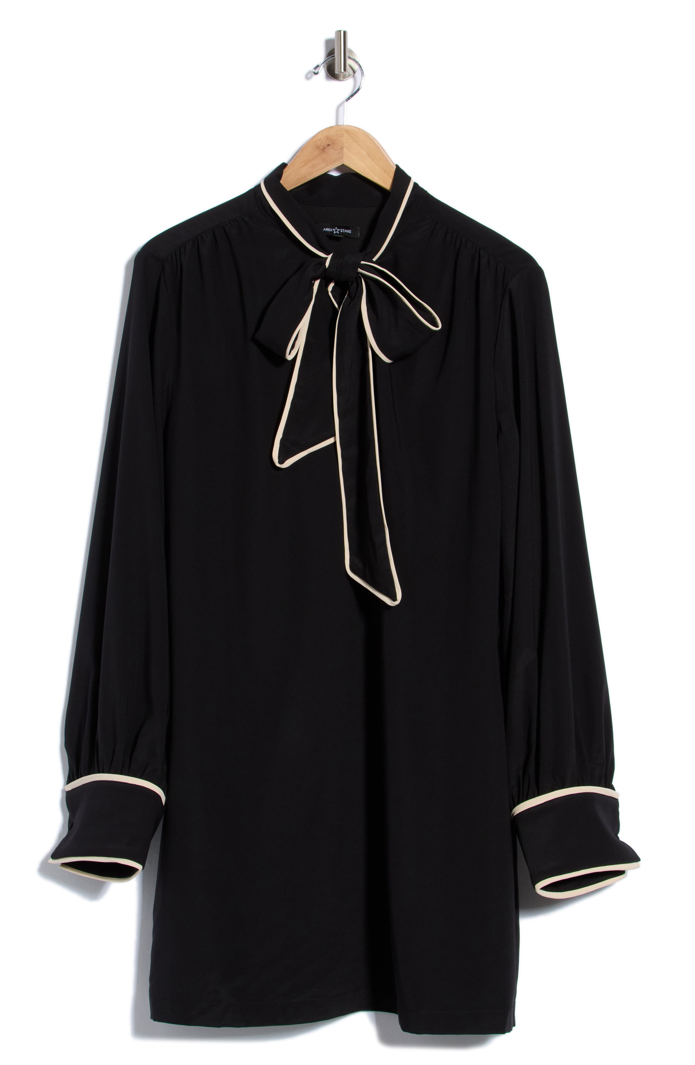 Bow Front Long Sleeve Babydoll Dress