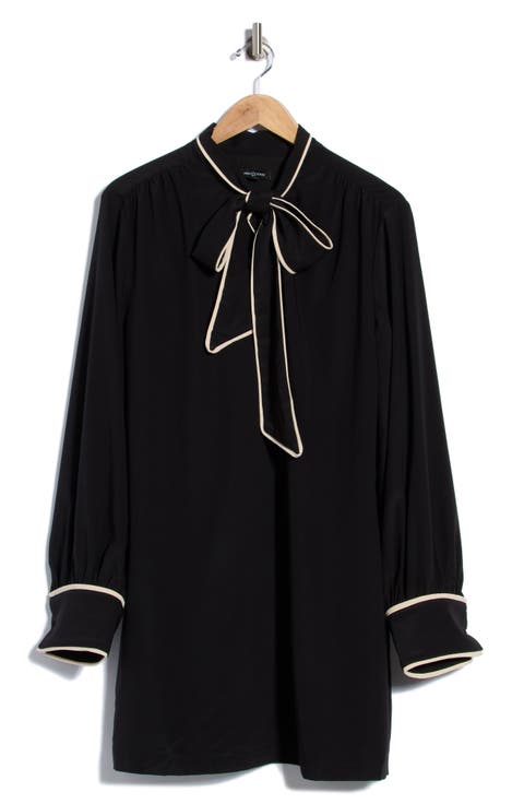 Bow Front Long Sleeve Babydoll Dress
