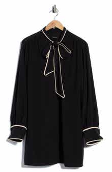 Bow Front Long Sleeve Babydoll Dress