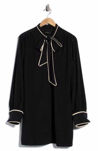 Bow Front Long Sleeve Babydoll Dress