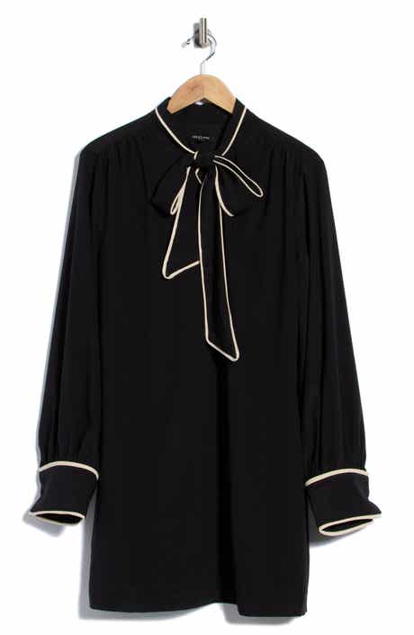 Bow Front Long Sleeve Babydoll Dress