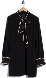 AREA STARS Bow Front Long Sleeve Babydoll Dress
