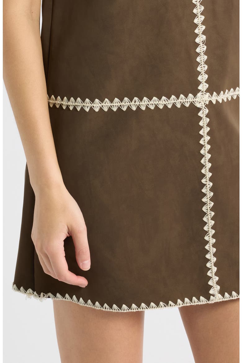 Haleigh Faux Leather Shift Minidress, Alternate, color, BROWN