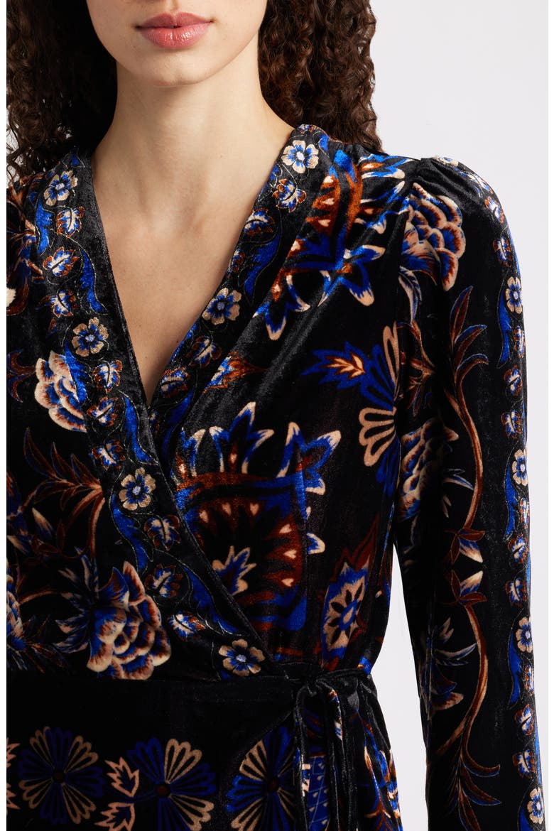 Arabesque Mix Scarves Wrap Minidress, Alternate, color, BLACK