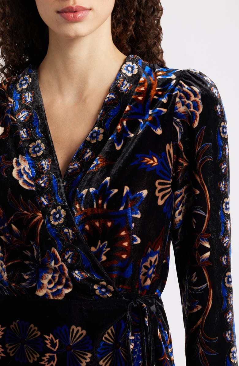 FARM Rio Arabesque Mix Scarves Wrap Minidress, Alternate, color, Black