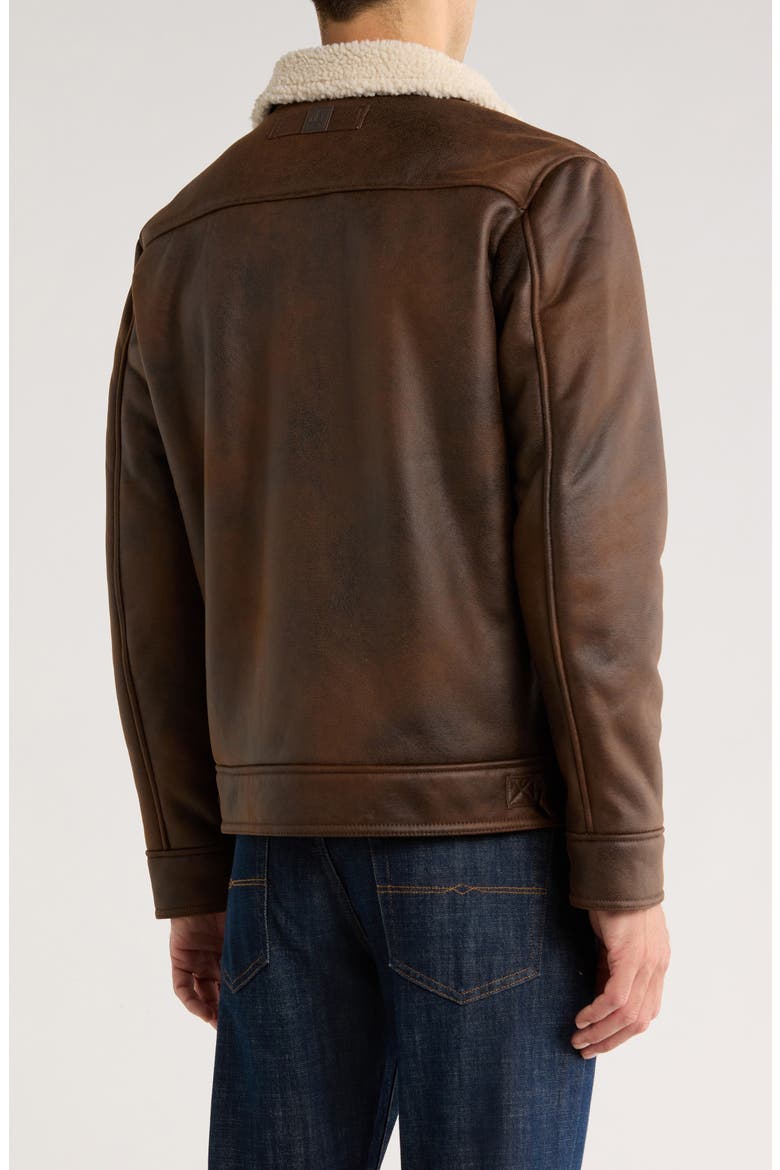 Faux Shearling Lined Aviator Jacket, Alternate, color, RUSSET