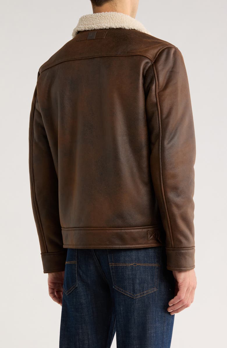 Rainforest Faux Shearling Lined Aviator Jacket, Alternate, color, Russet