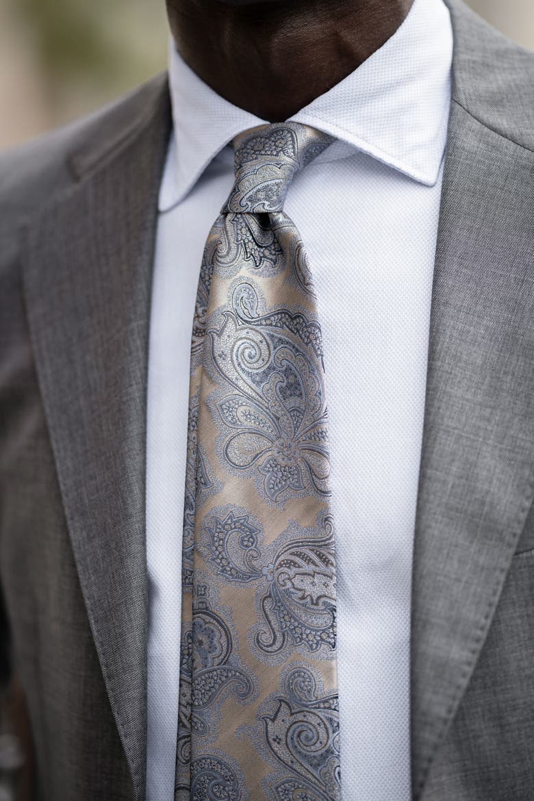 Cortina - Silk Jacquard Tie for Men, Alternate, color, Warm Pewter