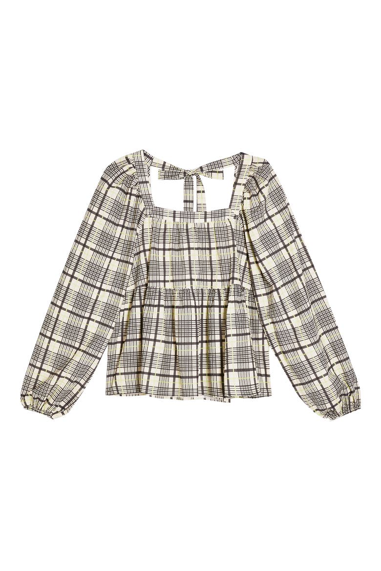 Plaid Square Neck Smock Top, Alternate, color, GREEN MULTI