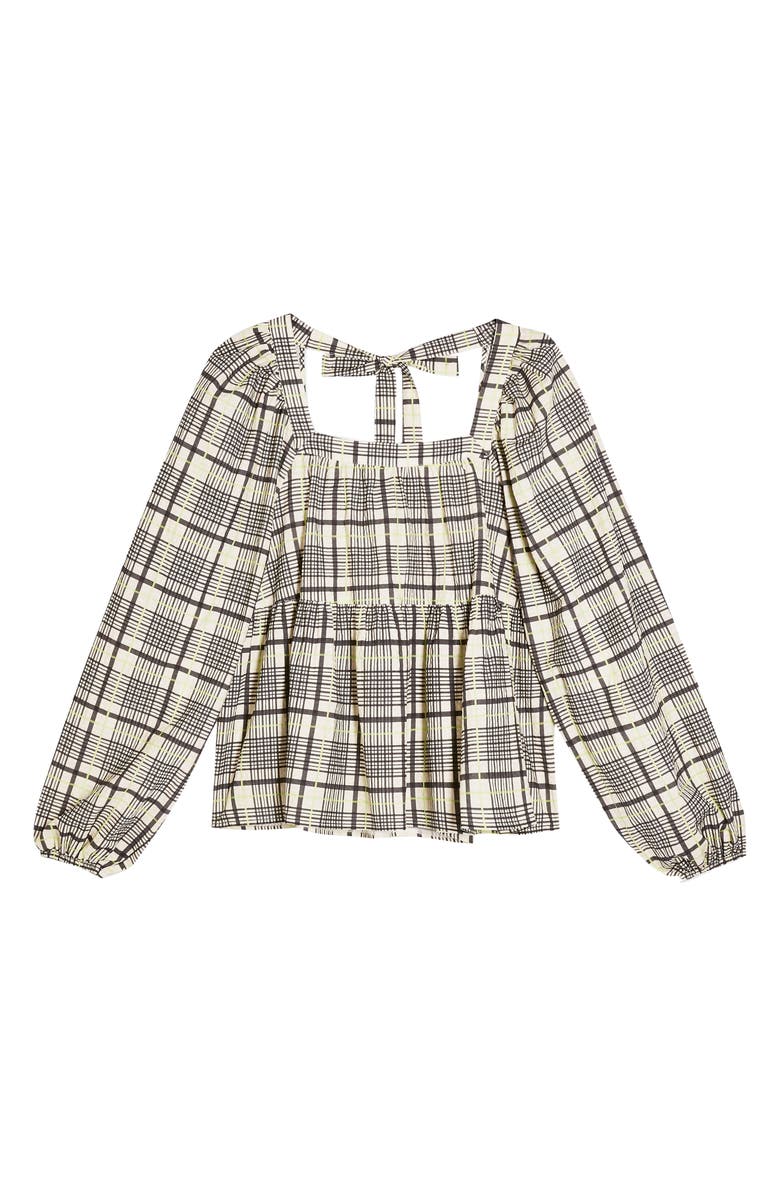 Topshop Plaid Square Neck Smock Top, Alternate, color,