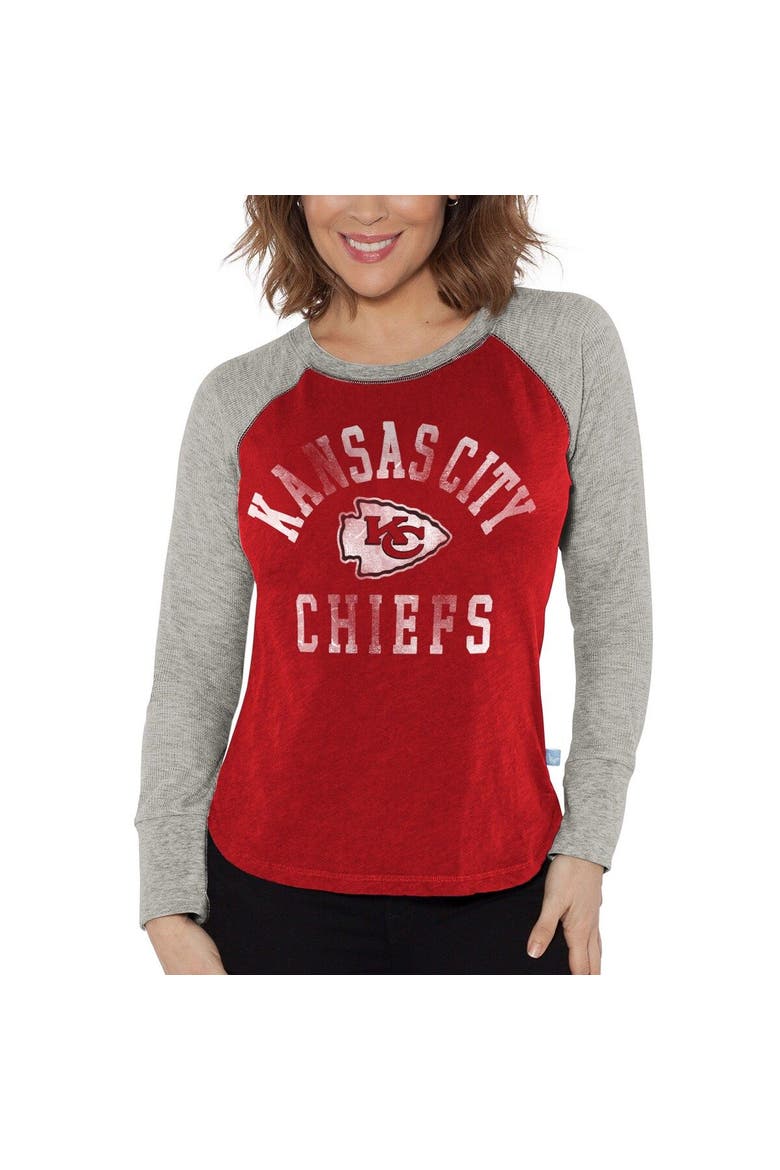 Women's G-III 4Her by Carl Banks Red/Heather Gray Kansas City Chiefs Waffle Knit Raglan Long Sleeve T-Shirt, Main, color, Red