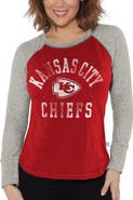 G-III 4HER BY CARL BANKS Women's G-III 4Her by Carl Banks Red/Heather Gray Kansas City Chiefs Waffle Knit Raglan Long Sleeve T-Shirt