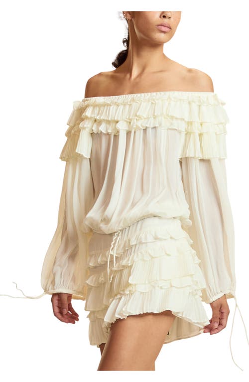 Cynthia Rowley Off Shoulder Ruffle Blouse In White