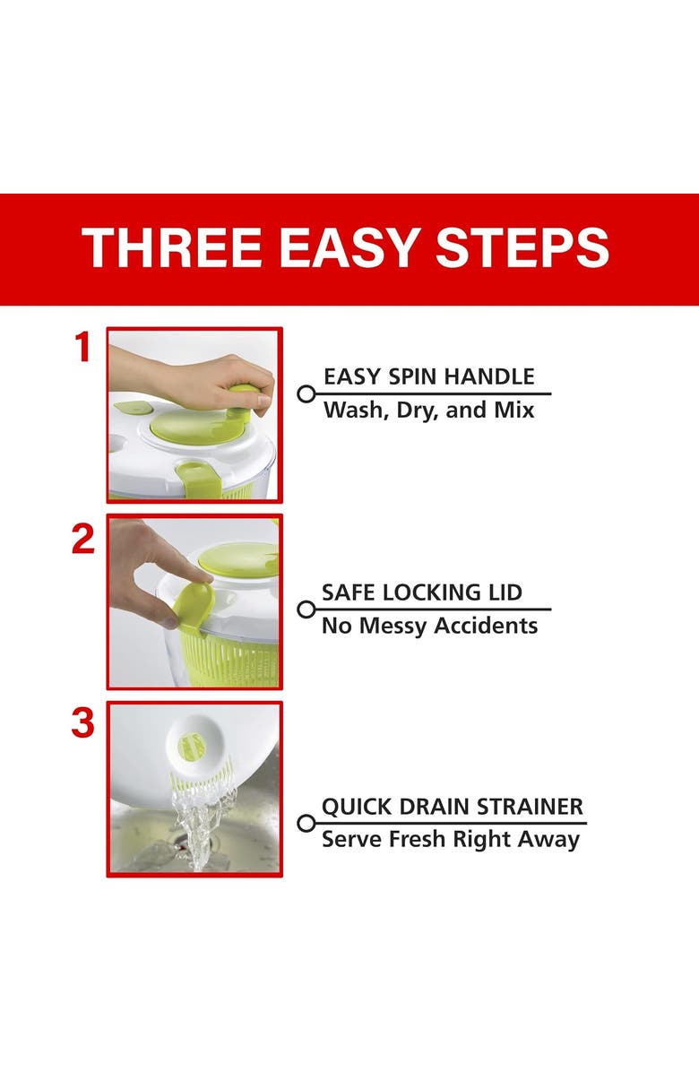 Brentwood Salad Spinner, Alternate, color, White