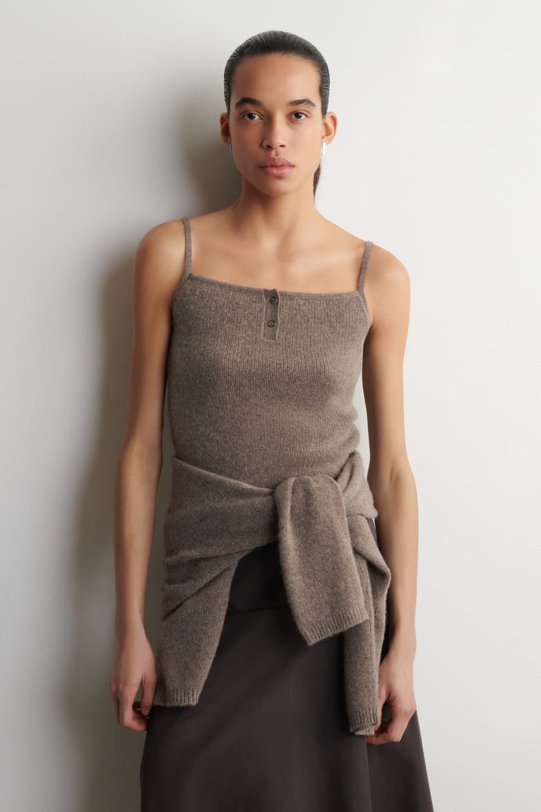 Cashmere Tank Top, Main, color, BROWN MÉLANGE