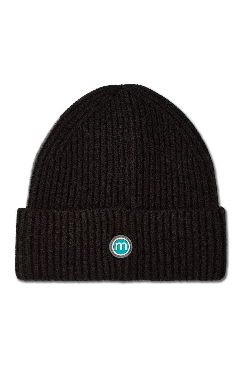 Ribbed Yarn-Embroidered Beanie, Alternate, color, Black
