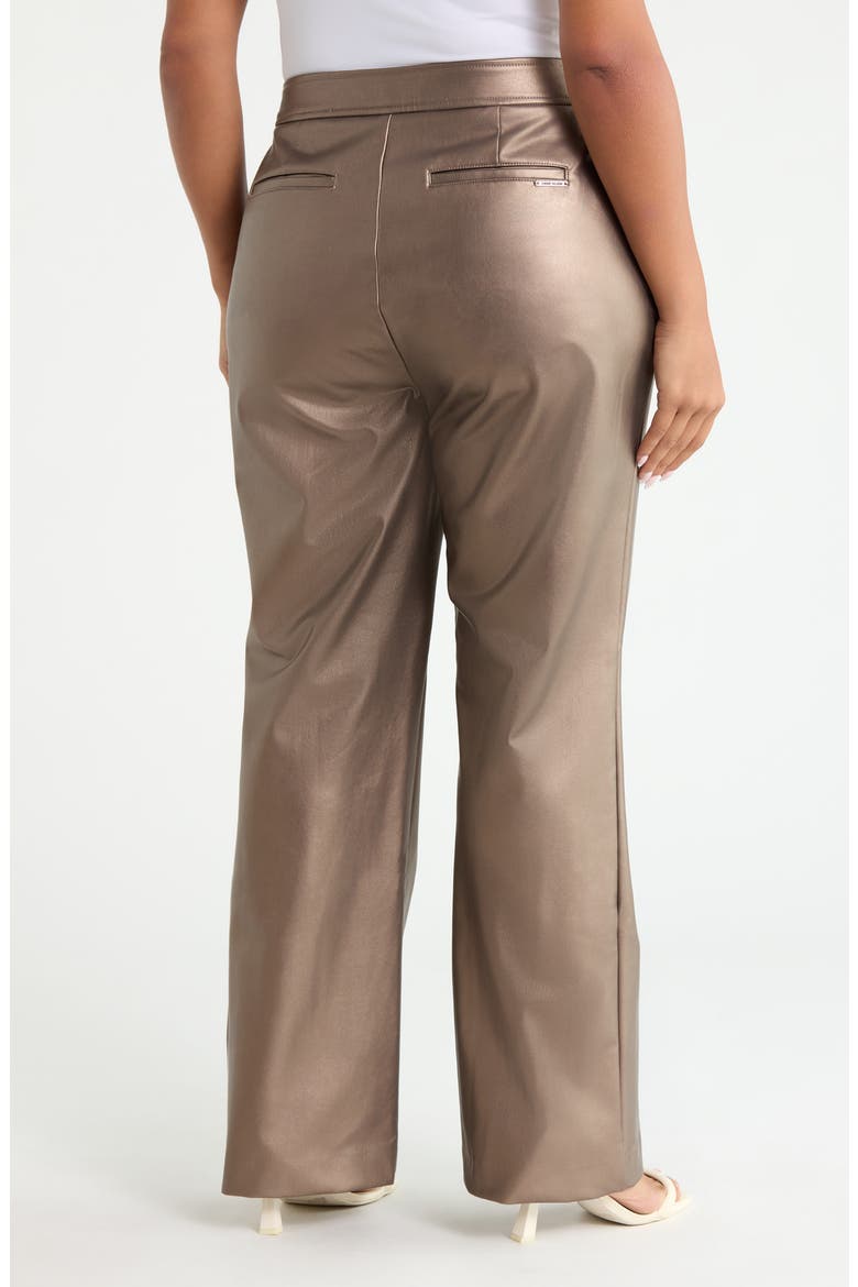 Metallic Faux Leather Bootleg Pants, Alternate, color, NATURAL CLAY METALLI
