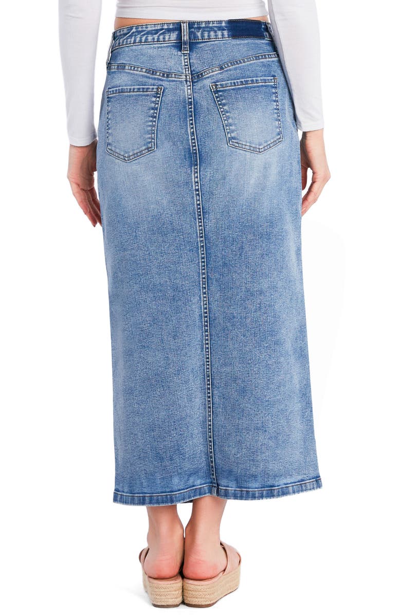 HINT OF BLU Split Hem Denim Midi Skirt, Alternate, color, Blush Blue