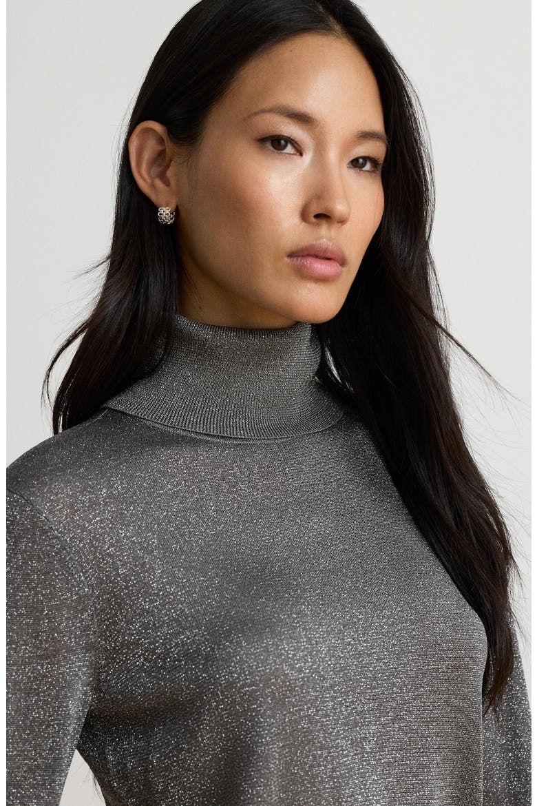 Metallic Turtleneck Sweater, Alternate, color, BLACK/ MULTI