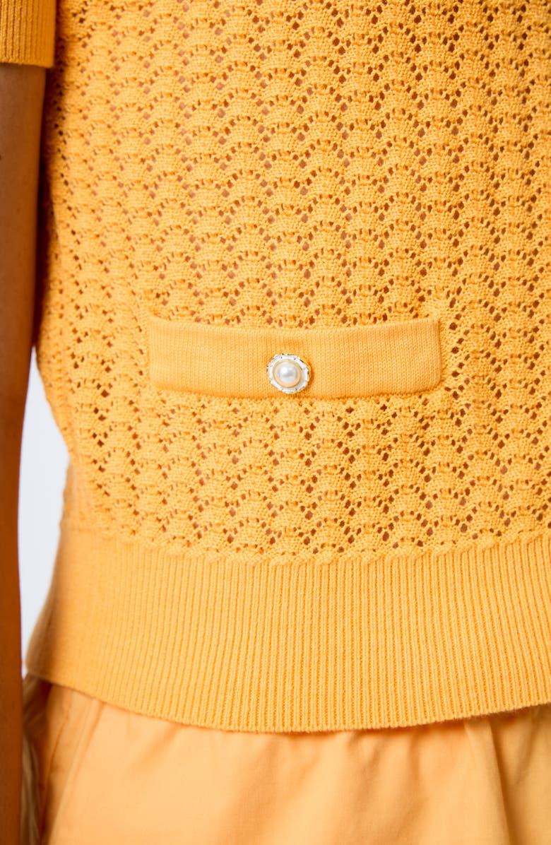 French Connection Mozart Micro Scallop Stitch Top, Alternate, color, Clementine