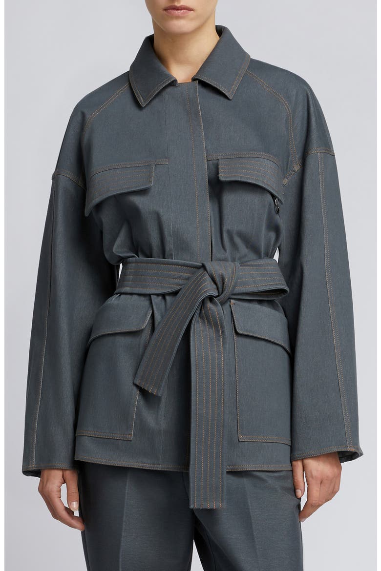 West Belted Jacket, Main, color, DARK GREY