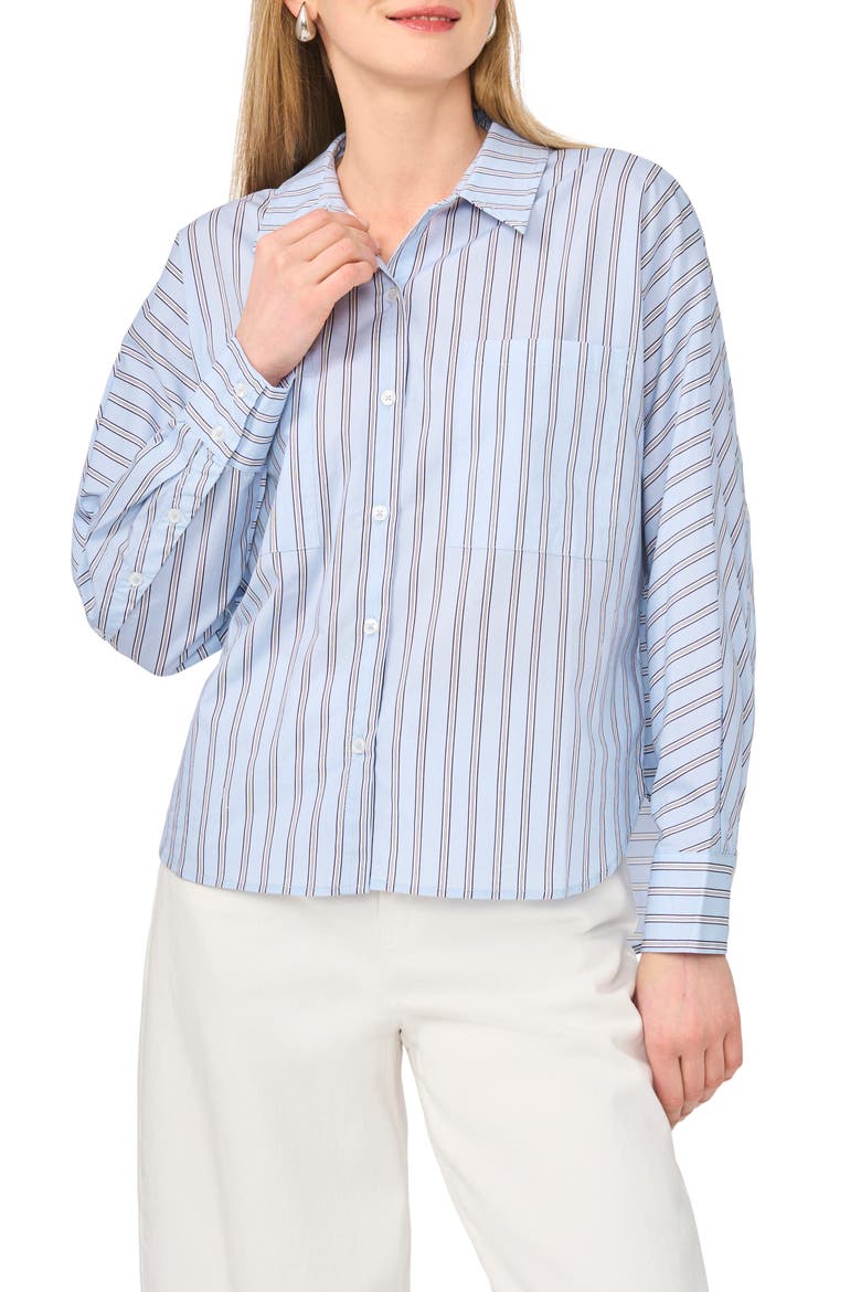 Stripe Long Sleeve Button-Up Shirt, Main, color, XEON BLUE
