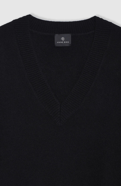 Anine Bing Lee Crew V-neck Sweater In Black