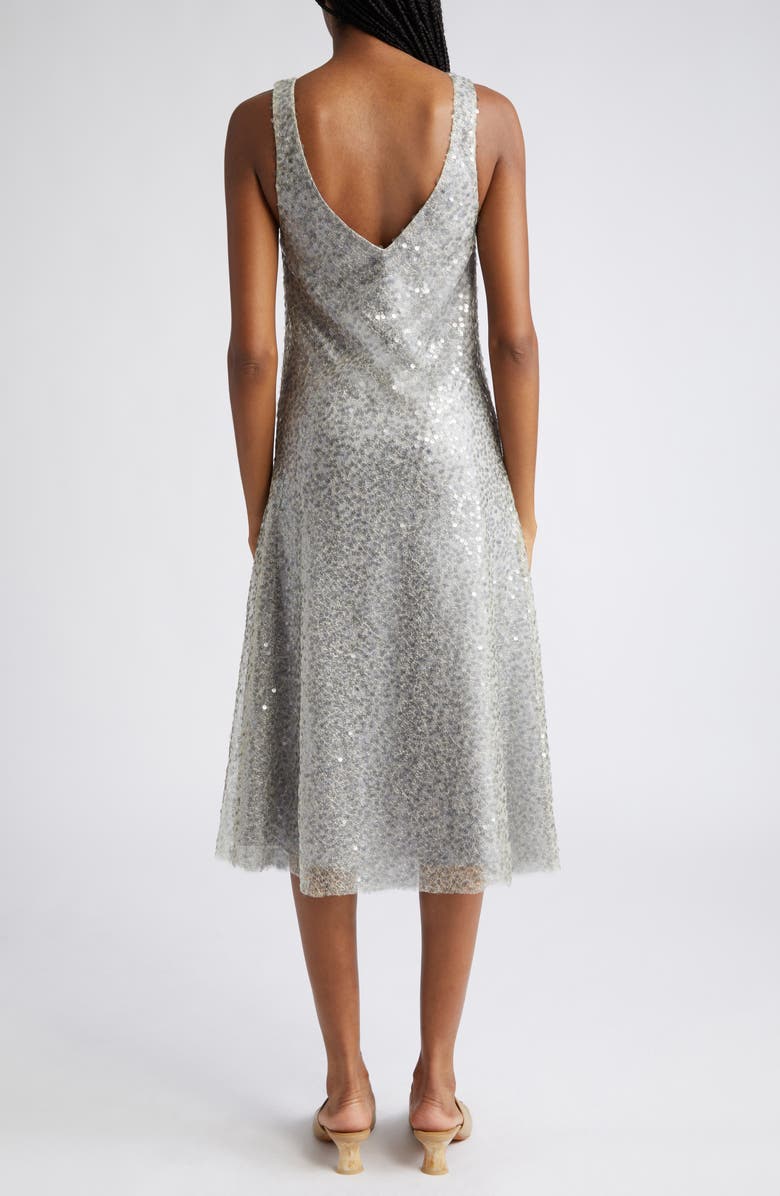 Vince Plunge Neck Sequin Silk Midi Slipdress, Alternate, color, Sea Slate