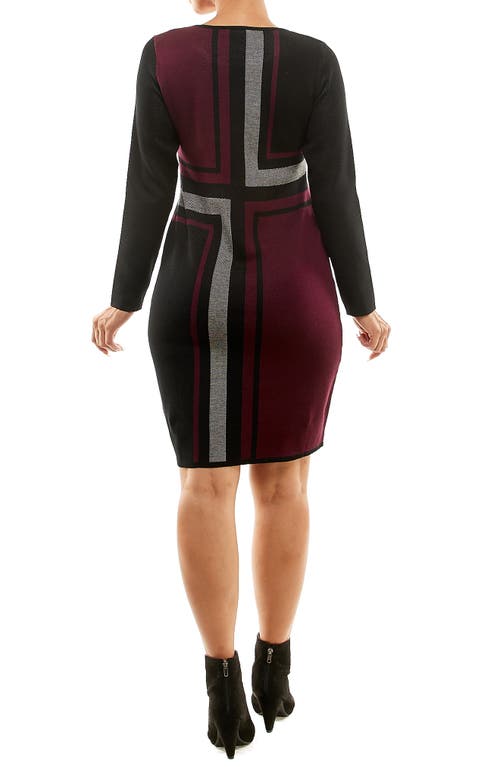 Nina Leonard Long Sleeve Sweater Dress In Multi