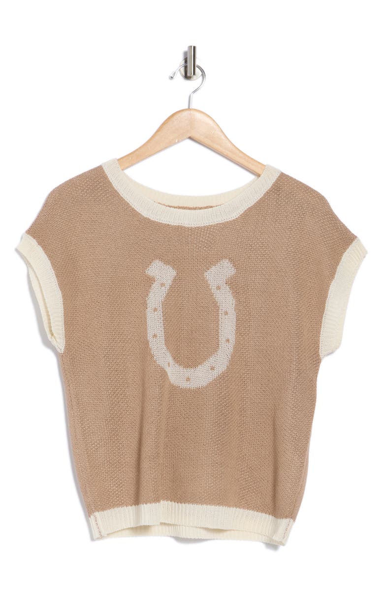 Blu Pepper Horseshoe Sleeveless Sweater, Alternate, color, Brown