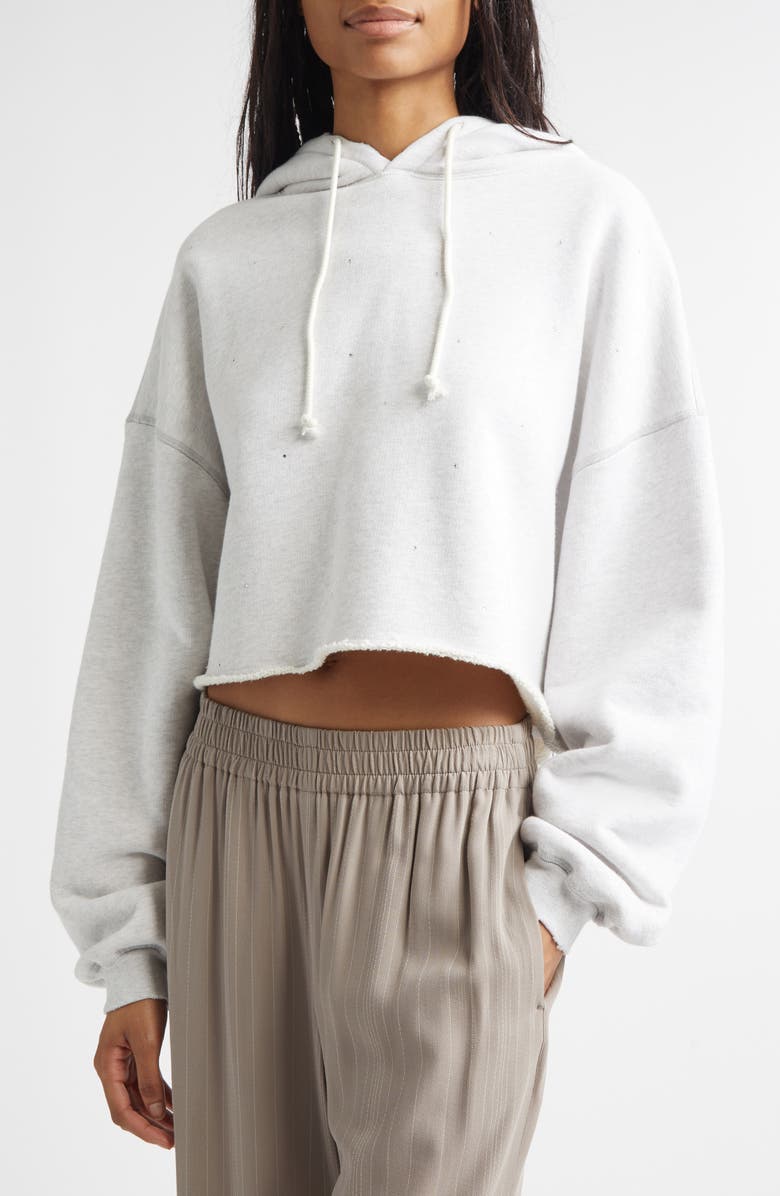 Golden Goose Star Oversize Crop Hoodie, Alternate, color, Vintage Gray Melange