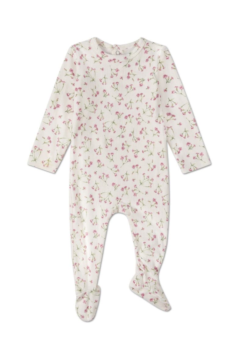 Floral Pointelle Footie, Main, color, Pink