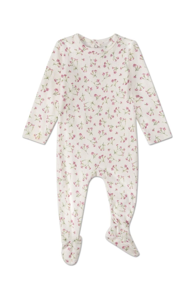 MiniMoi Floral Pointelle Footie, Main, color, Pink