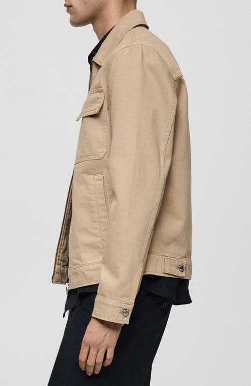 Mango Denim Jacket With Pockets In Beige