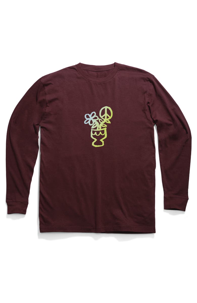 Stance Scribbles Long Sleeve Cotton Graphic T-Shirt, Main, color, Wine