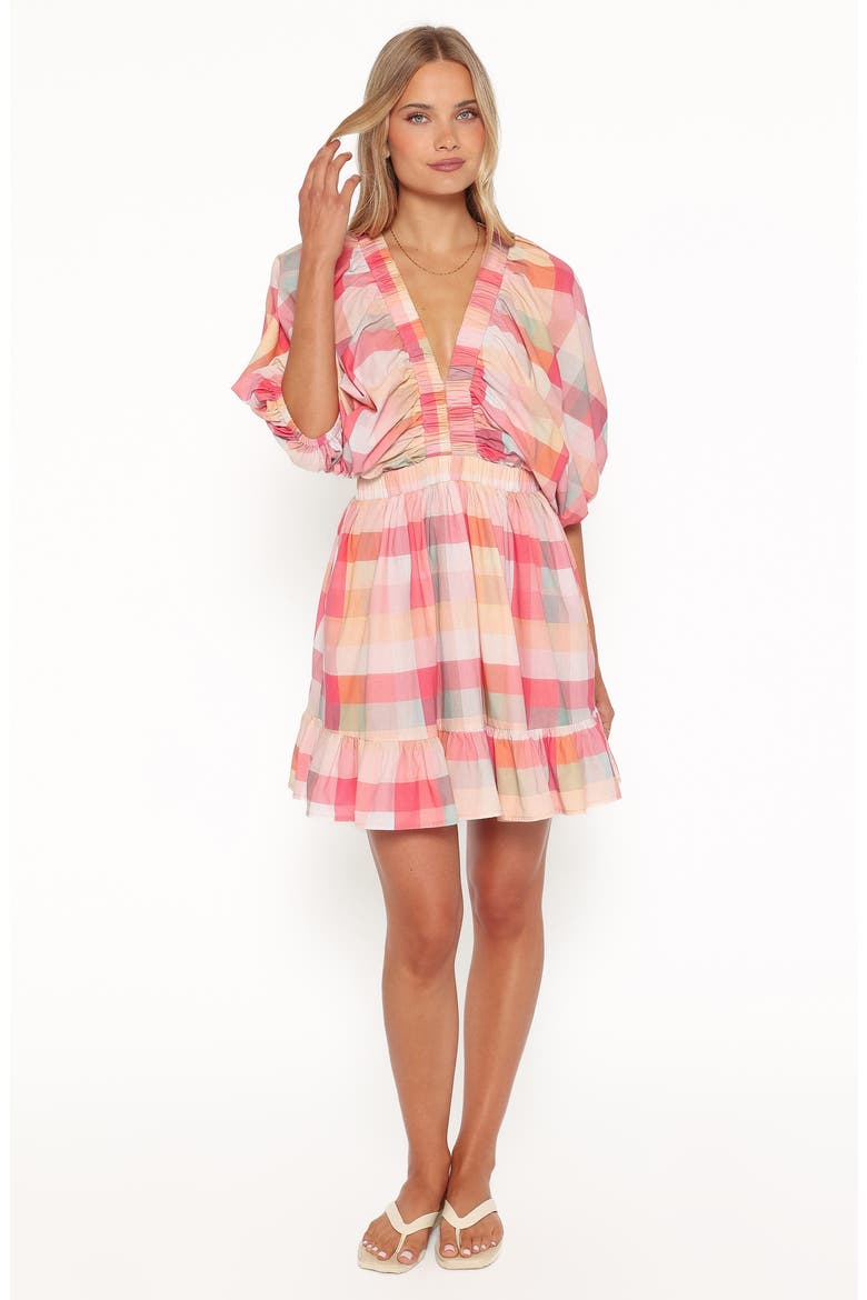 Itsy Plaid Minidress, Alternate, color, PINK PICNIC PLAID