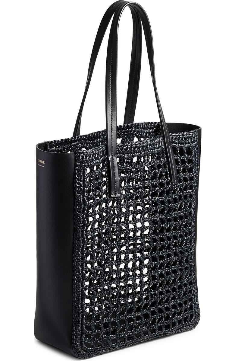 Khaite Small Zoe Raffia Tote, Alternate, color, Black 200